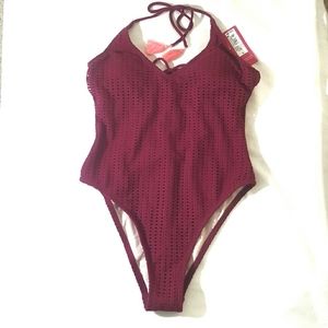 Xhilaration Wild Cherry One Piece Swim Suit Size S